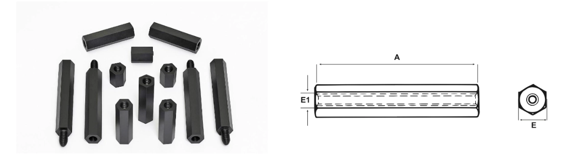 Schéma entretoises plastiques hexagonales par Accessoires électroniques